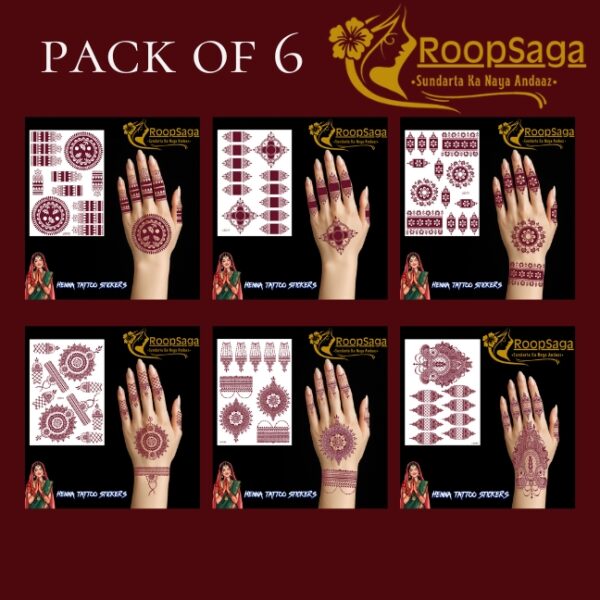 Henna Tattoo Pack of 6