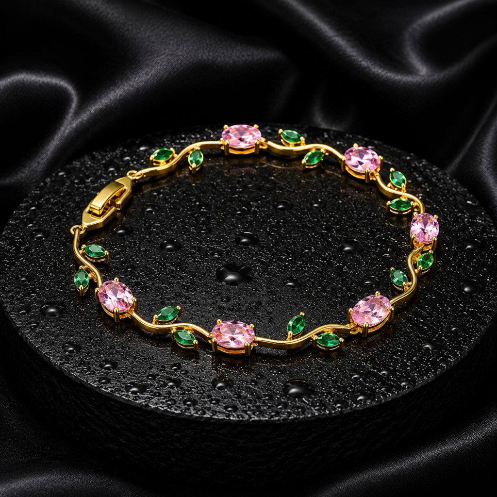 RoopSaga Tulip Bracelet for Women | Gold Plated Floral Bracelet | Adjustable | Anti Tarnish