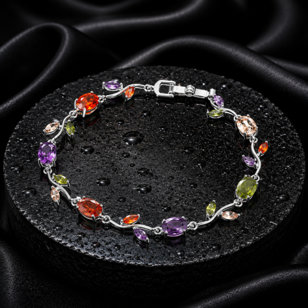RoopSaga Tulip Bracelet for Women | Colorful | Silver Plated Floral Bracelet | Adjustable | Anti Tarnish