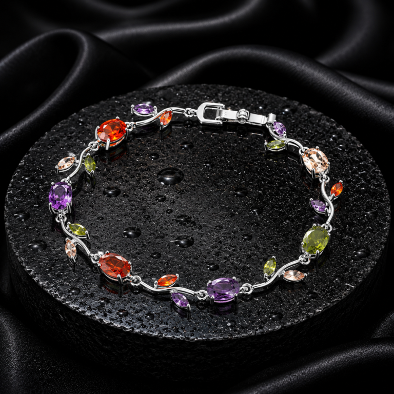 RoopSaga Tulip Bracelet for Women | Colorful | Silver Plated Floral Bracelet | Adjustable | Anti Tarnish