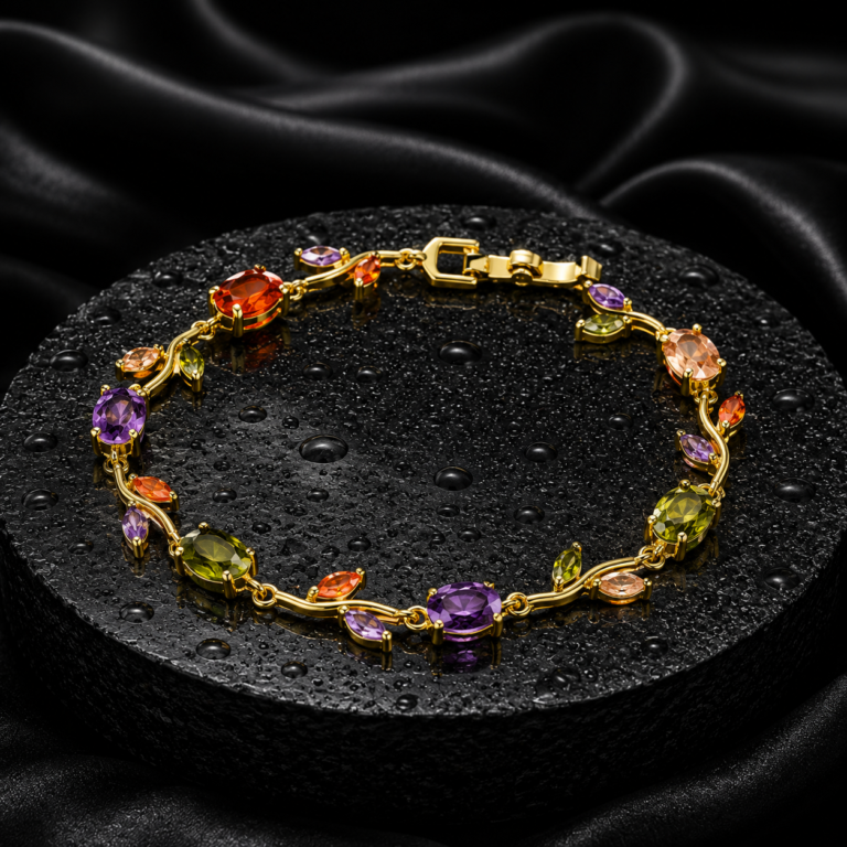 RoopSaga Tulip Bracelet for Women | Clourful | Gold Plated Floral Bracelet | Adjustable | Anti Tarnish