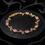 RoopSaga Tulip Bracelet for Women | Pink | Gold Plated Floral Bracelet | Adjustable | Anti Tarnish